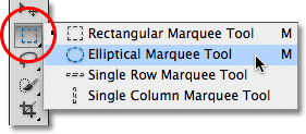 Выбираем инструмент Elliptical Marquee