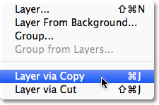 Придерживая Alt (Win) / Option (Mac), выберите Layer > New > Layer via Copy