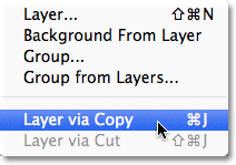 Открываем Layer > New > Layer via Copy