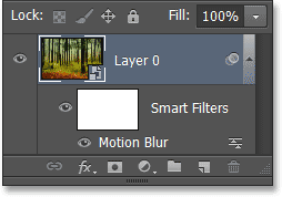 Панель слоев со смарт-фильтром Motion Blur