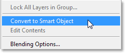 Выбираем из списка вариант Convert to Smart Object