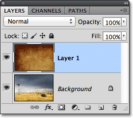 The Layers panel in Photoshop. Image © 2011 Photoshop Essentials.com.