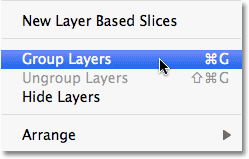 Открываем Layer &amp;gt; Group Layers