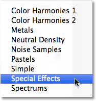 Выбираем набор градиентов под названием Special Effects
