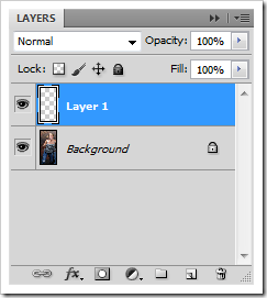 Создаем над слоем Background Layer новый слой в панели слоев.