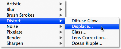 Открываем Filter > Distort > Displace