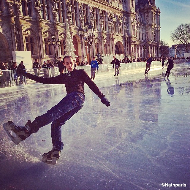 катание на коньках в Париже,  инстаграм фото