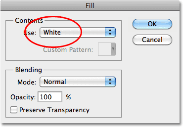 Поставьте в опции Use цвет White (белый) и нажмите OК