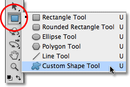 Выбираем инструмент Custom Shape Tool