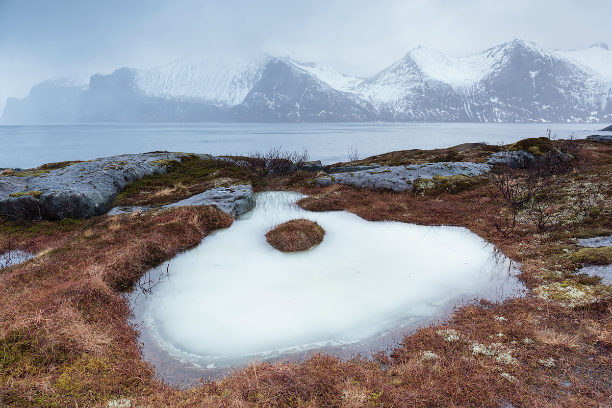 Лед под водой и буро-ржавая трава — начало весны в Норвегии