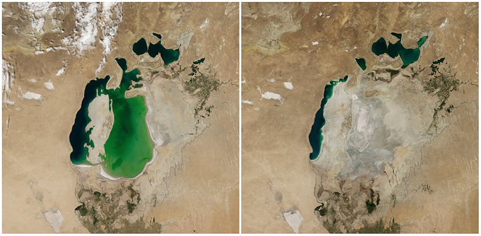 Aral Sea, Central Asia. August, 2000 — August, 2014